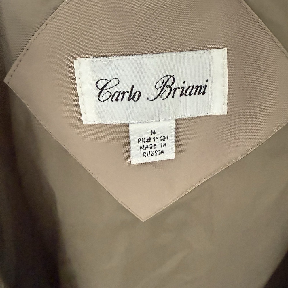 Vintage Carlo Briani Men's Medium Taupe Tan Brown Hooded Raincoat Jacket - Picture 3 of 12